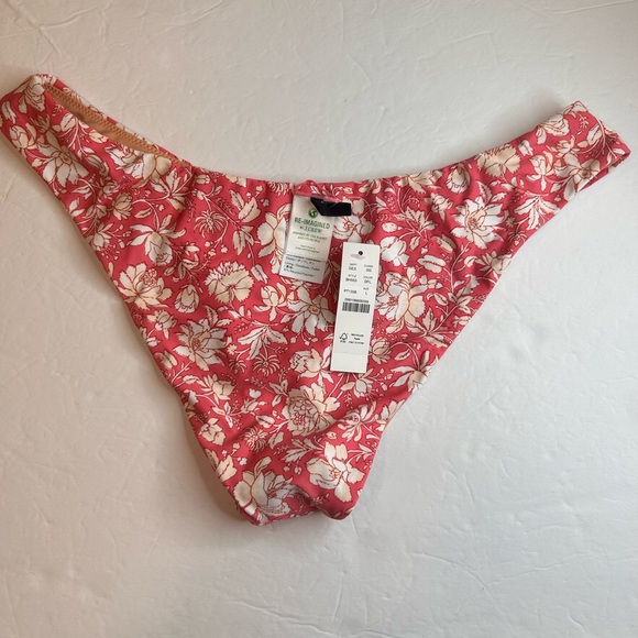 NWT J.Crew Bikini Bottom Women Medium Pink Curved Waist Floral Cheeky Size L - Picture 2 of 8